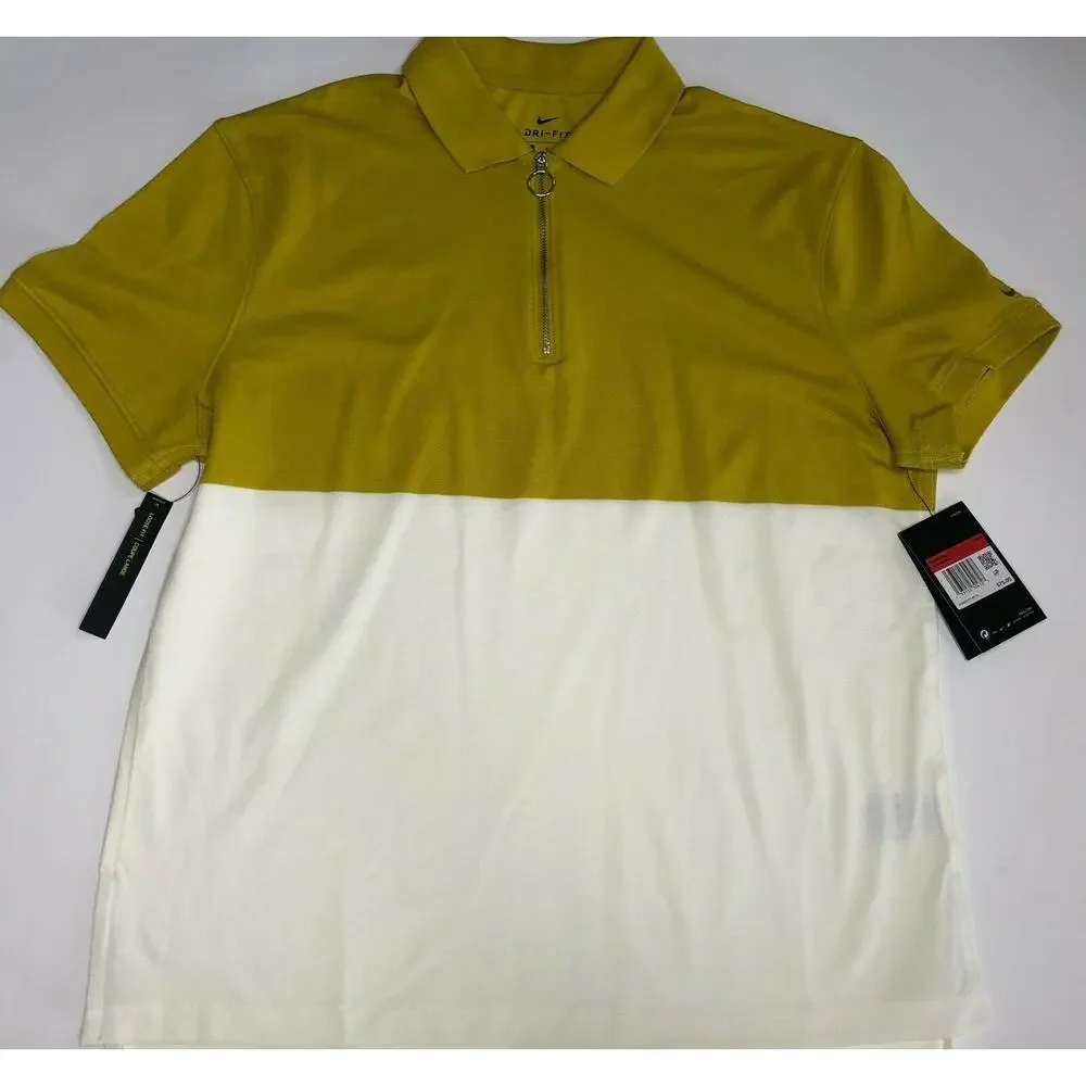 Nike Dri-Fit Yellow Women’s Golf Polo Shirt White Multi BV0186-393 Size L
